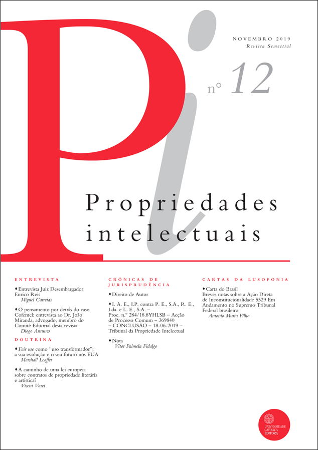 PROPRIEDADES INTELECTUAIS N. 12 (NOV. 2019) - Universidade Católica Editora 