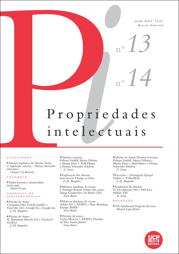 PROPRIEDADES INTELECTUAIS N. 13/14 (JAN./JUN. 2020) PROPRIEDADES INTELECTUAIS N. 13/14 (JAN./JUN. 2020)