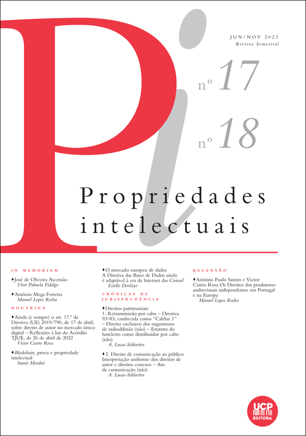 PROPRIEDADES INTELECTUAIS N. 17/18 (JAN./JUN. 2022) PROPRIEDADES INTELECTUAIS N. 17/18 (JAN./JUN. 2022)