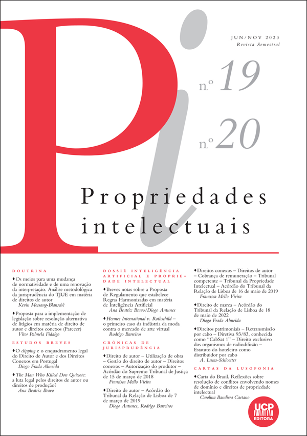 PROPRIEDADES INTELECTUAIS N. 19/20 (JUN./NOV. 2023) PROPRIEDADES INTELECTUAIS N. 19/20 (JUN./NOV. 2023)